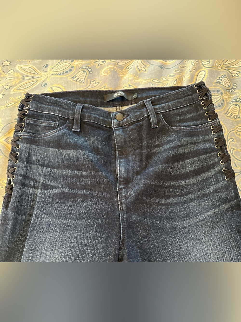 Hudson Jeans Dark Indigo Skinny Lace-Up Side Detail, 29